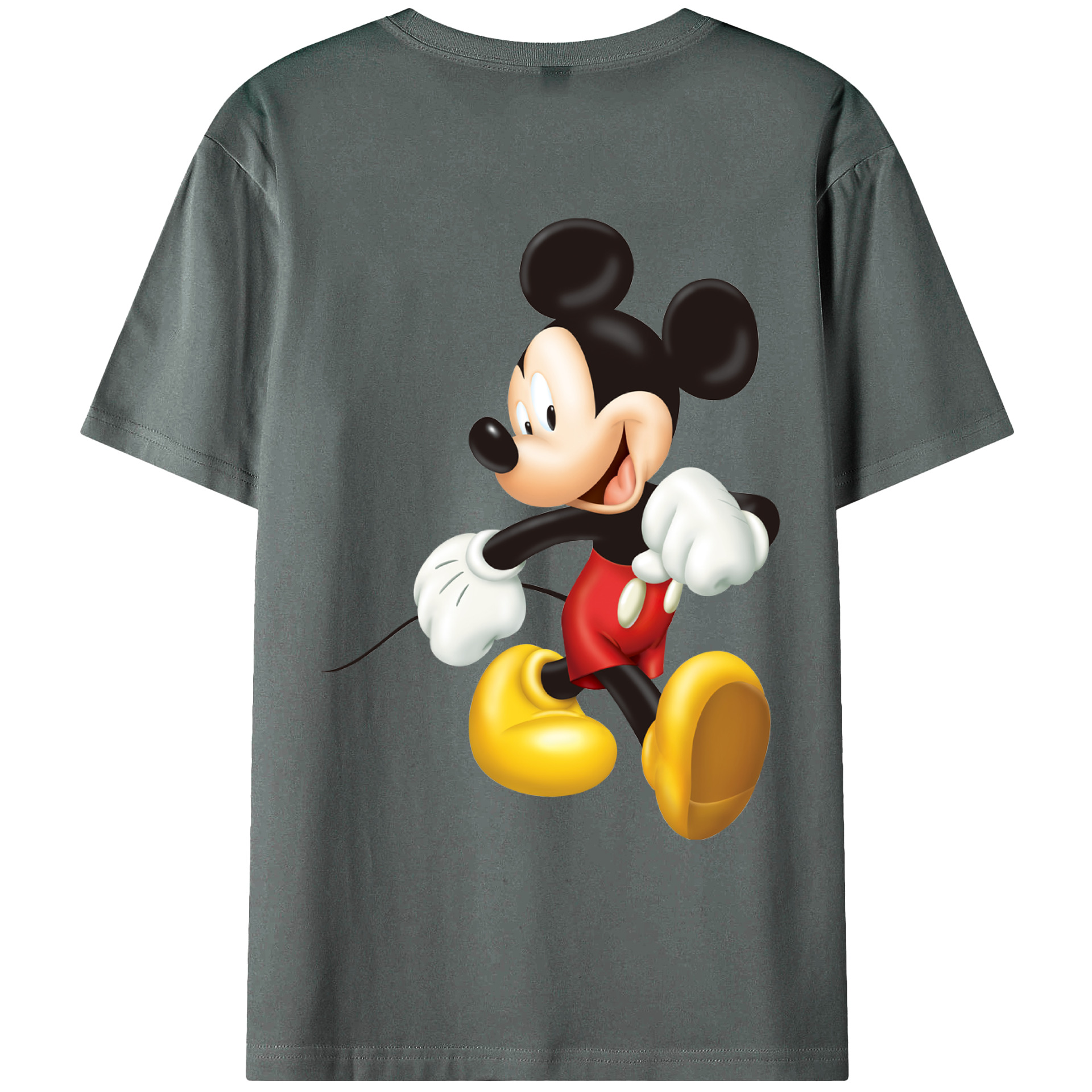 ミッキーマウス Mickey Mouse 綿100％ メンズ半袖Tシャツ（バックプリント） 通気性